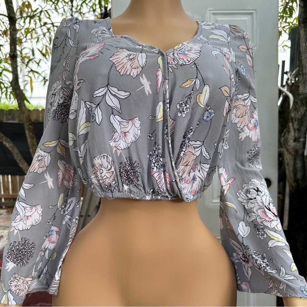 Floral Gray Women's Top